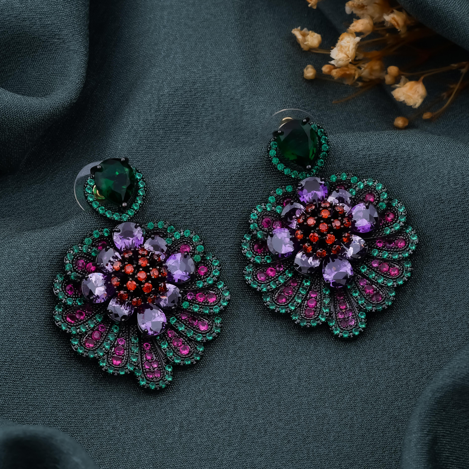 Floral Multicolor Statement Earrings