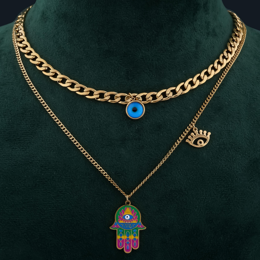 Layered Evil Eye Protection Necklace