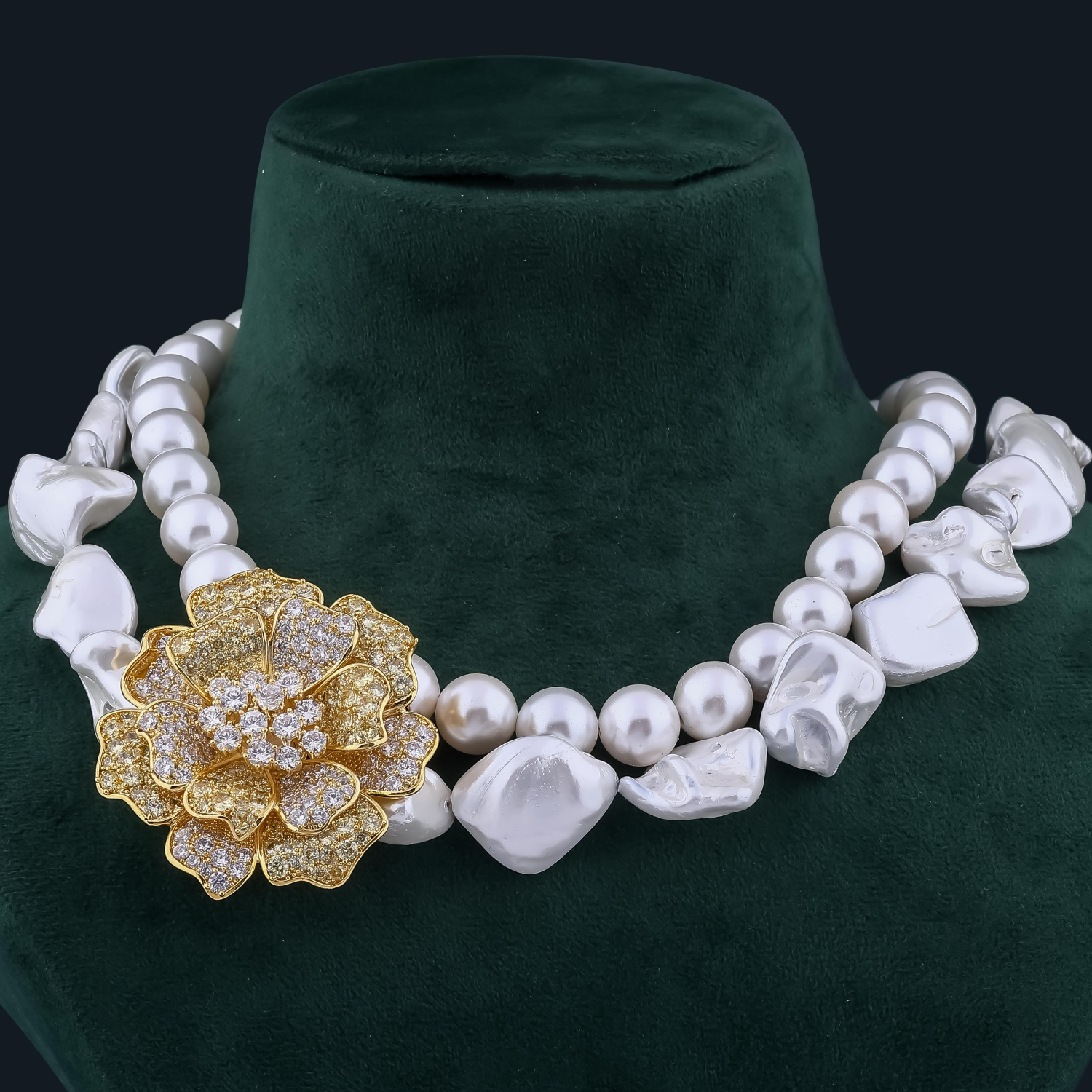 Pearl & Floral Statement Necklace
