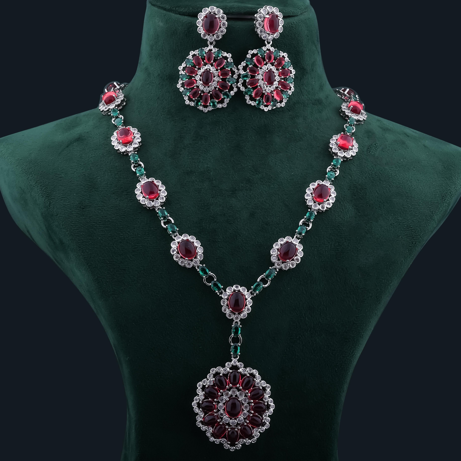 Royal Ruby Statement Necklace Set