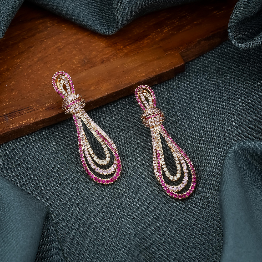 Crystal Knot Loop Earrings