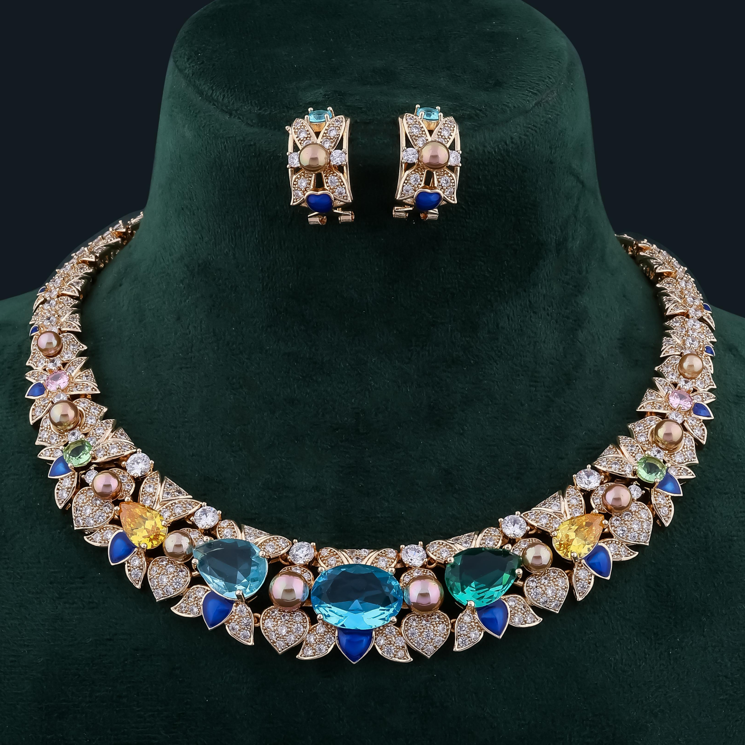 Multicolor Blossom Necklace Set