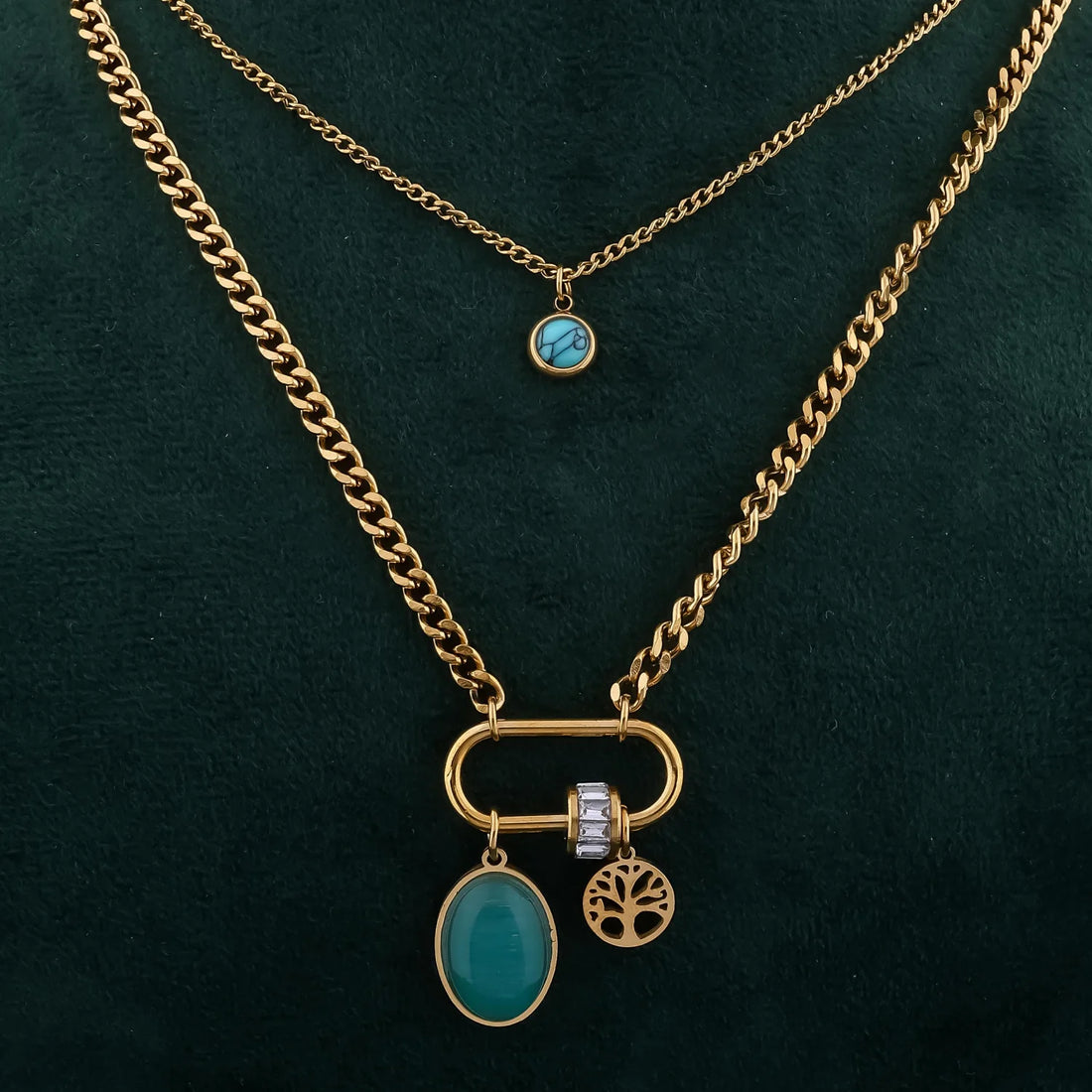 Turquoise Charm Layered Necklace