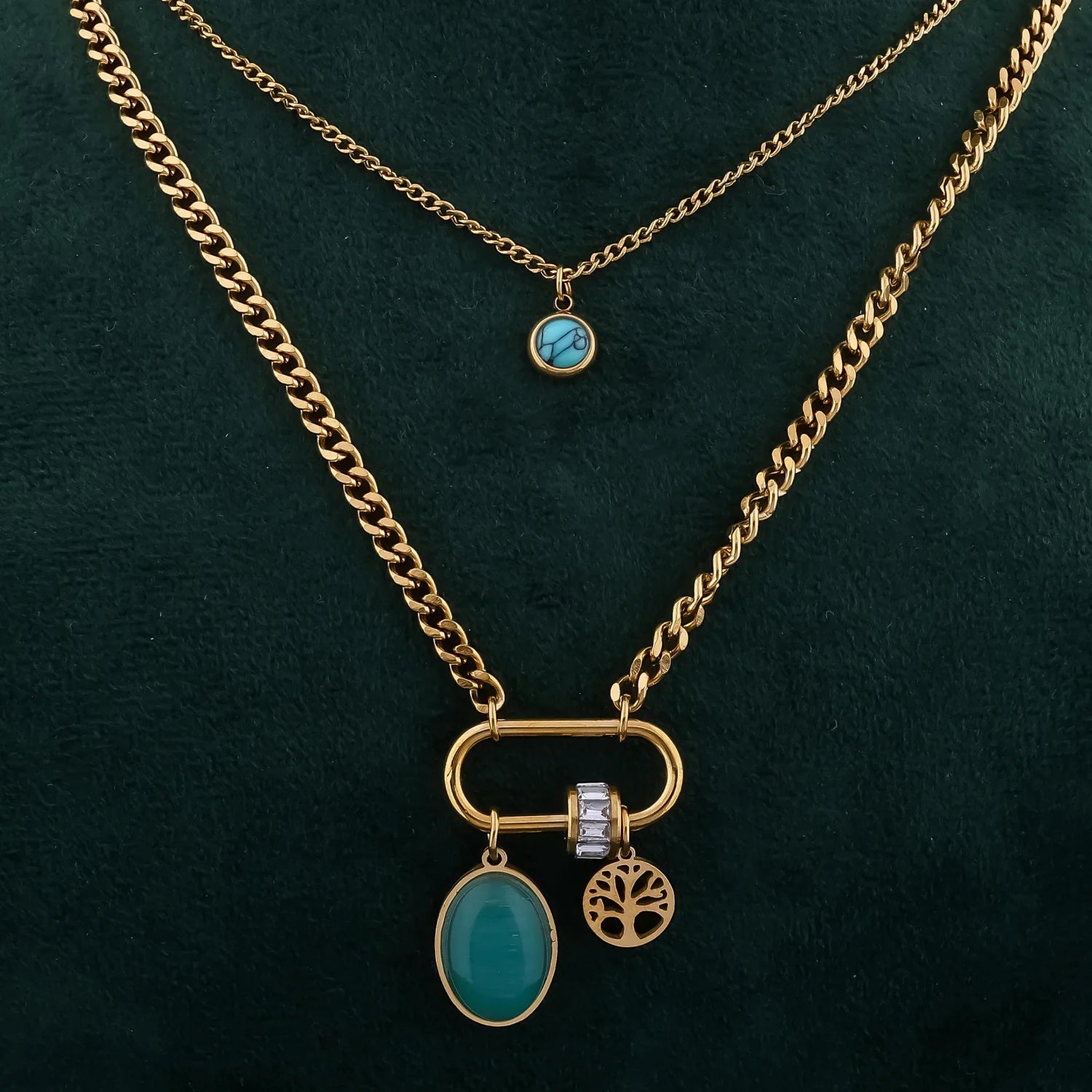 Turquoise Charm Layered Necklace