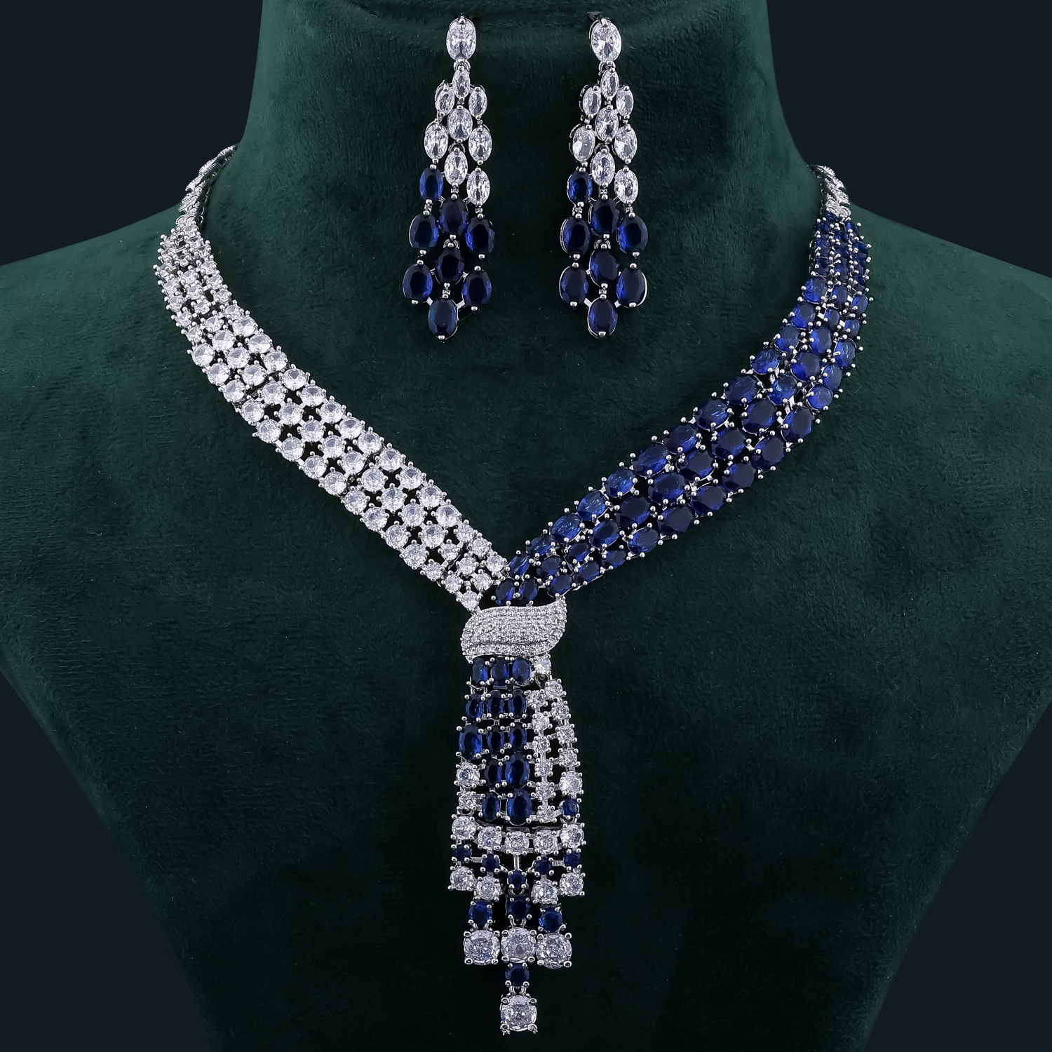 Sapphire & Diamond Tassel Necklace Set