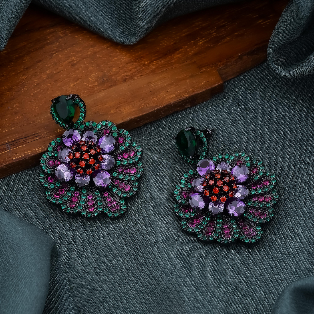 Floral Multicolor Statement Earrings