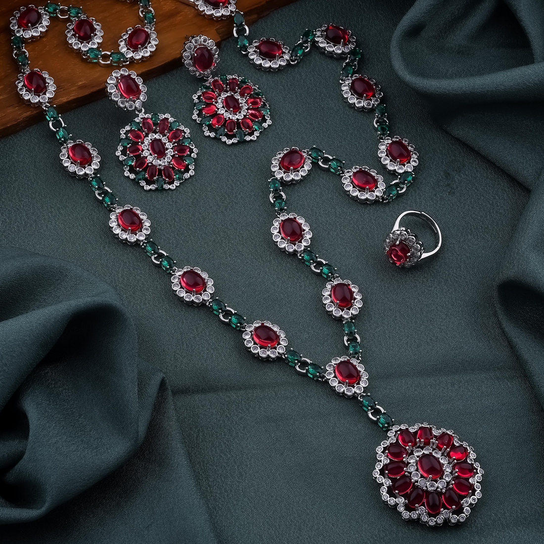 Royal Ruby Statement Necklace Set
