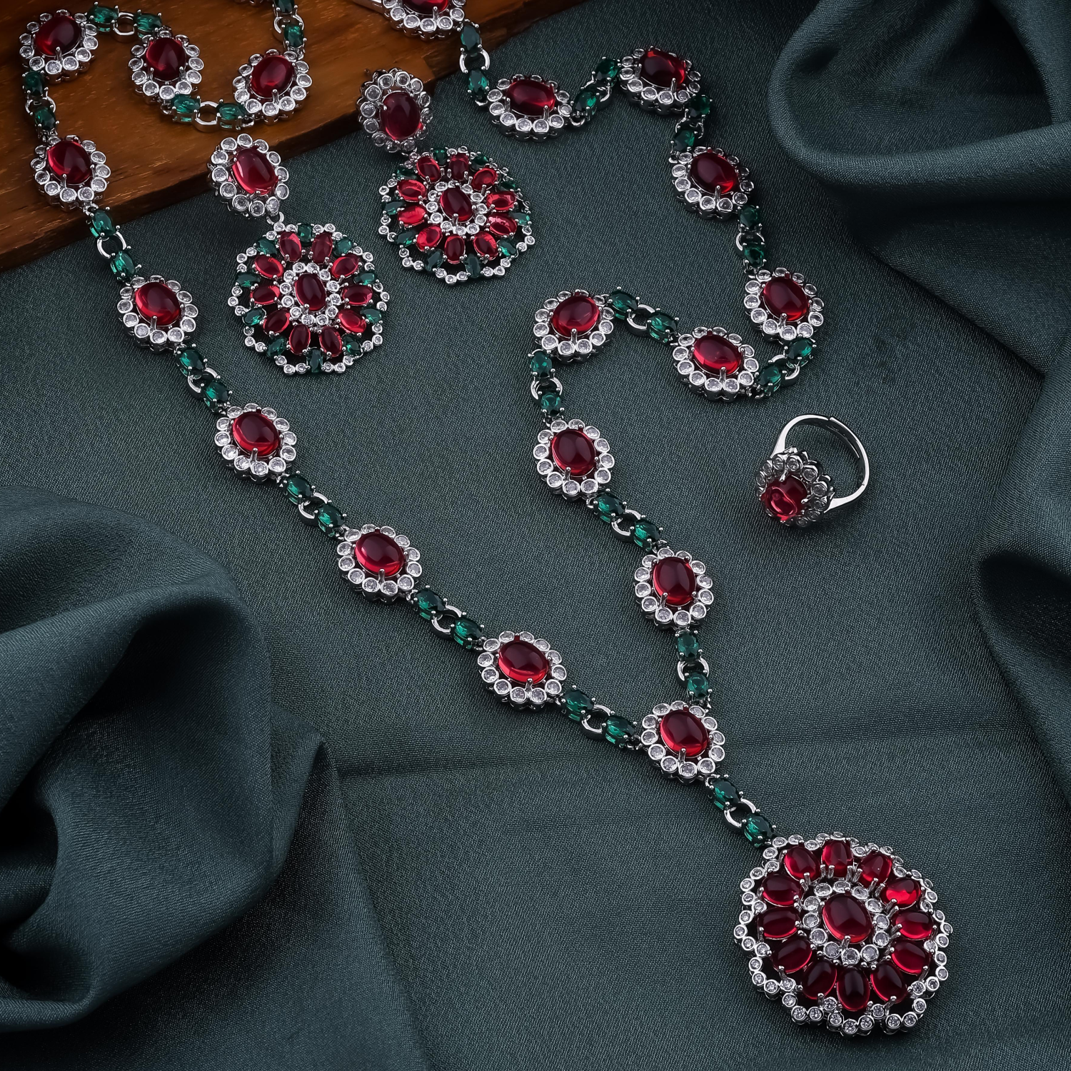 Royal Ruby Statement Necklace Set
