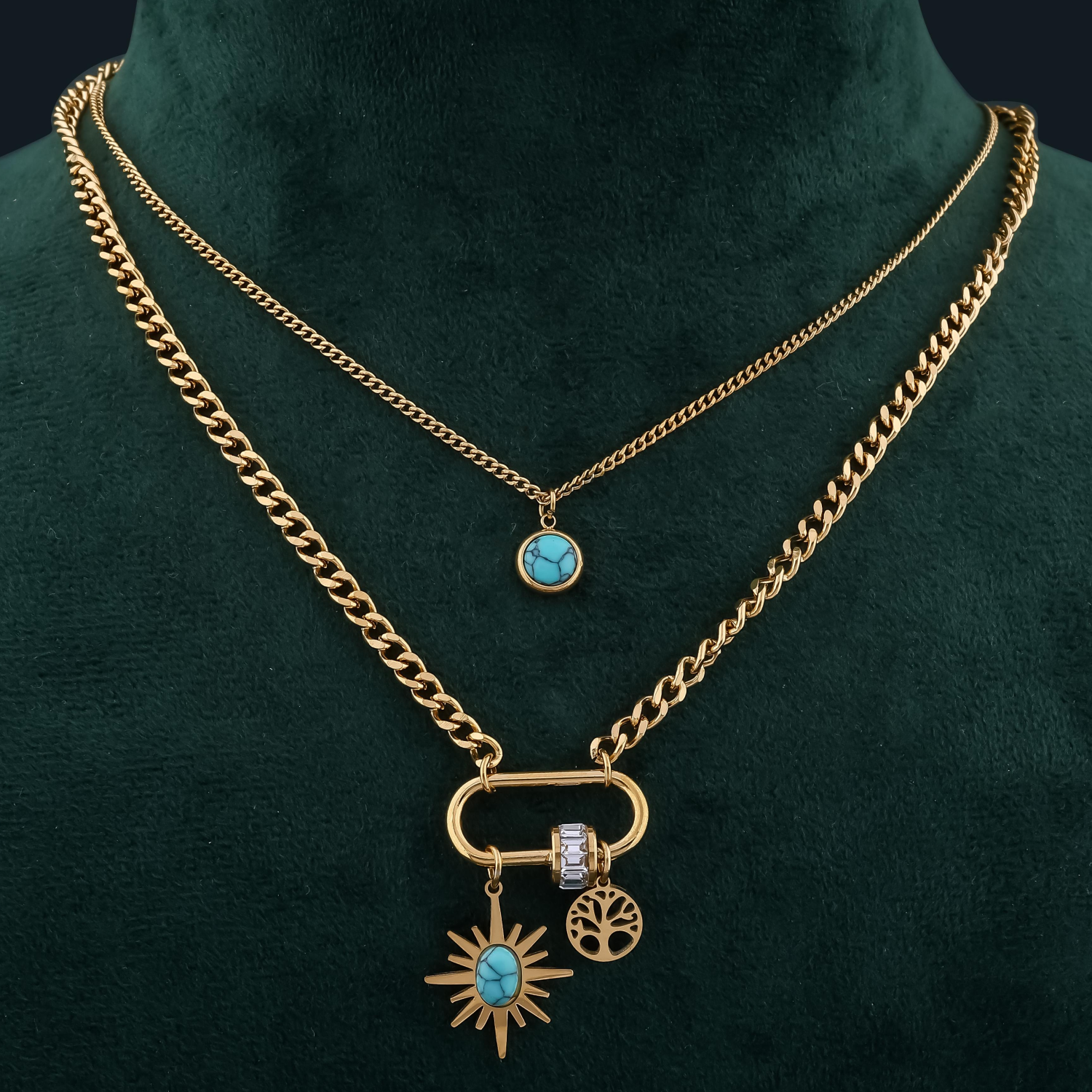 Sunburst & tree of Life Layered Necklace