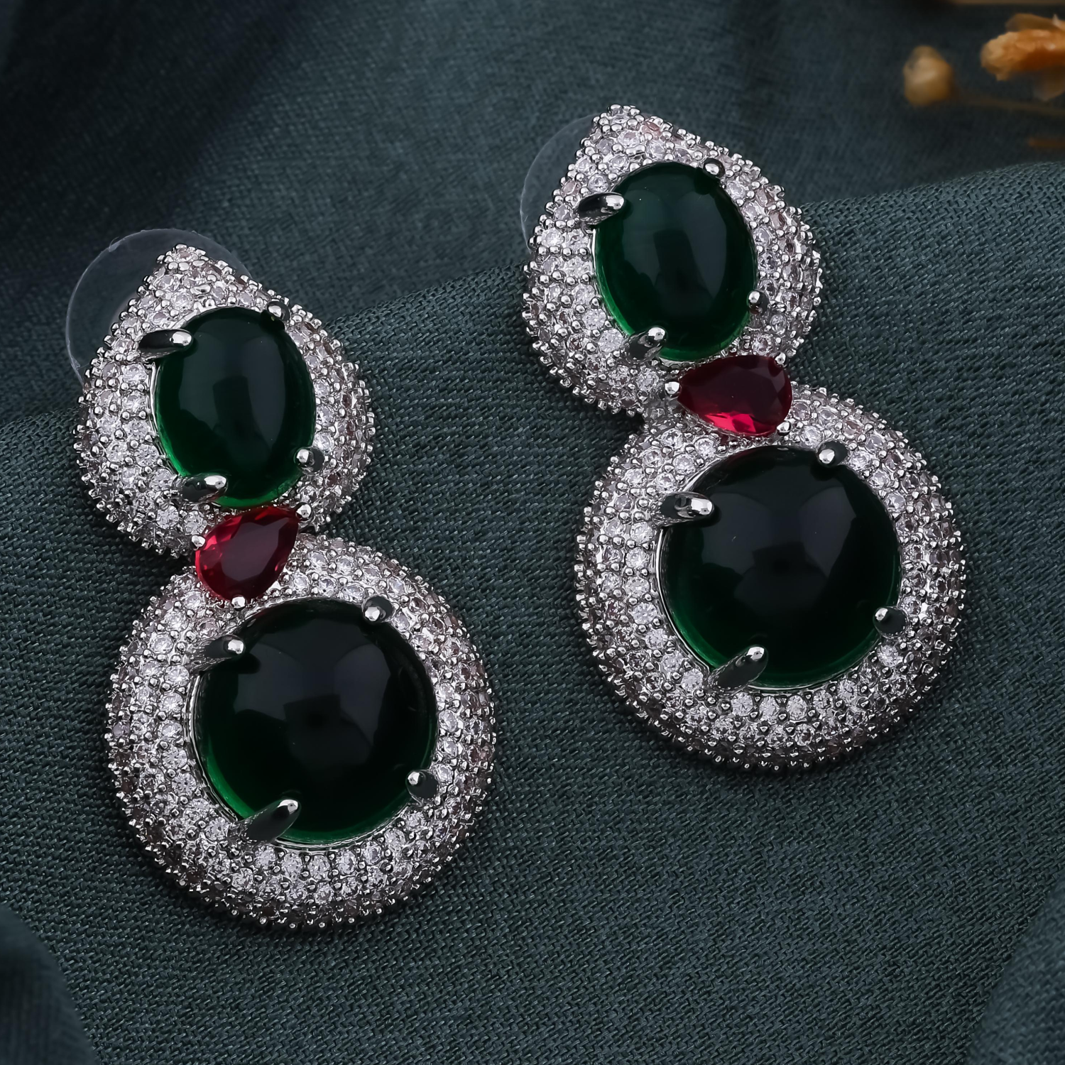 Emberald & Ruby Inspired Earrings