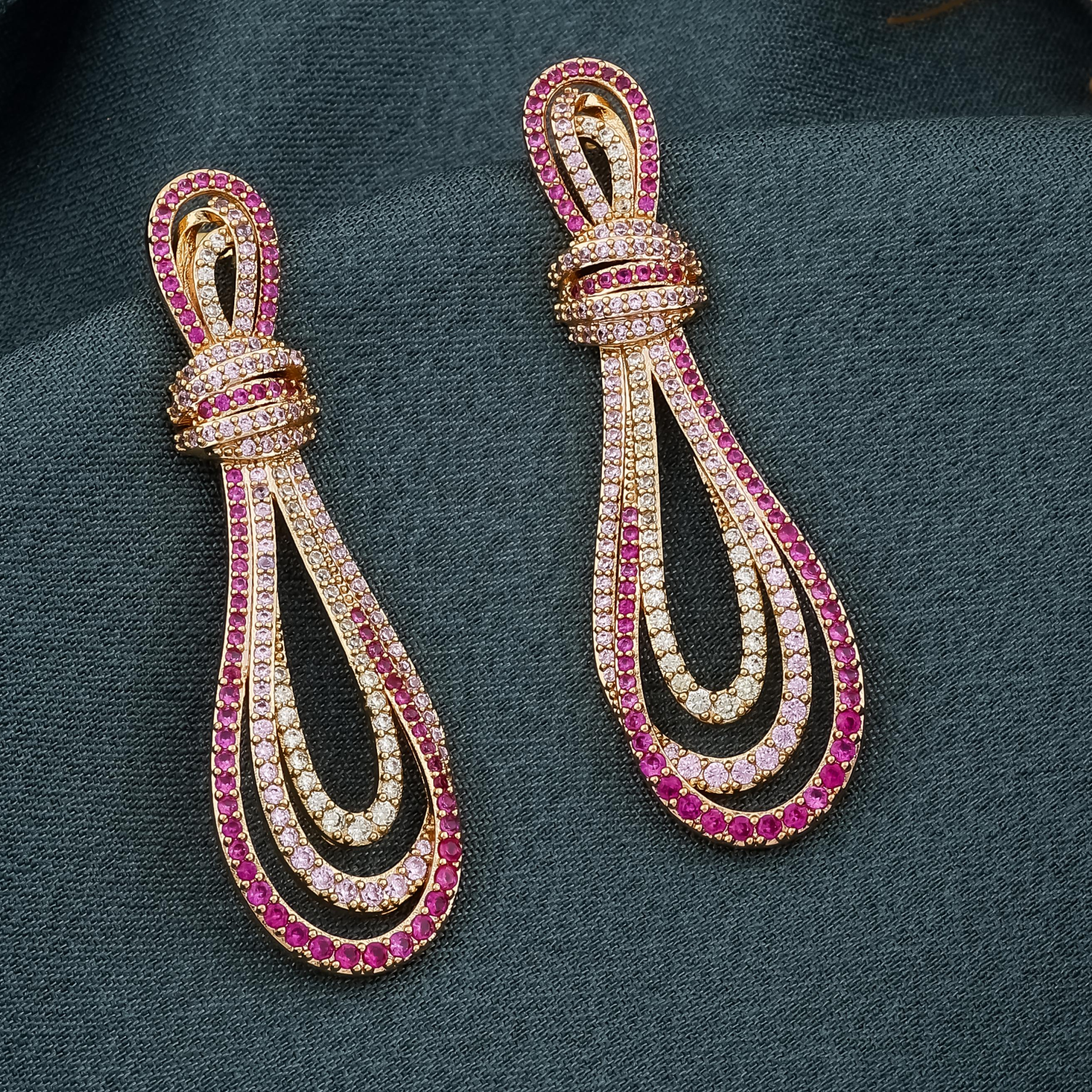 Crystal Knot Loop Earrings