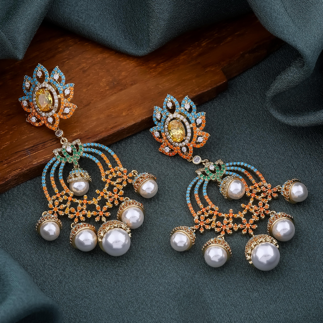 Sunrise Pearl Chandelier Earrings