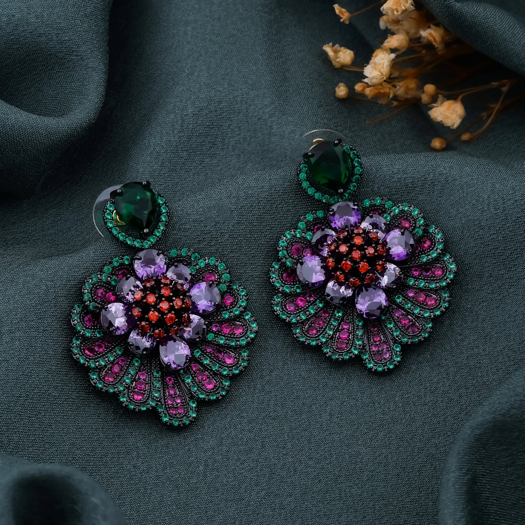 Floral Multicolor Statement Earrings