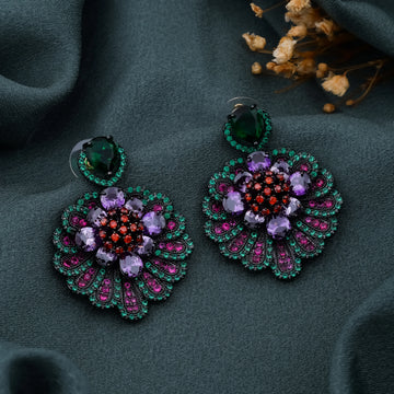 Floral Multicolor Statement Earrings