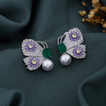 Butterfly Pearl & Crystal Earrings