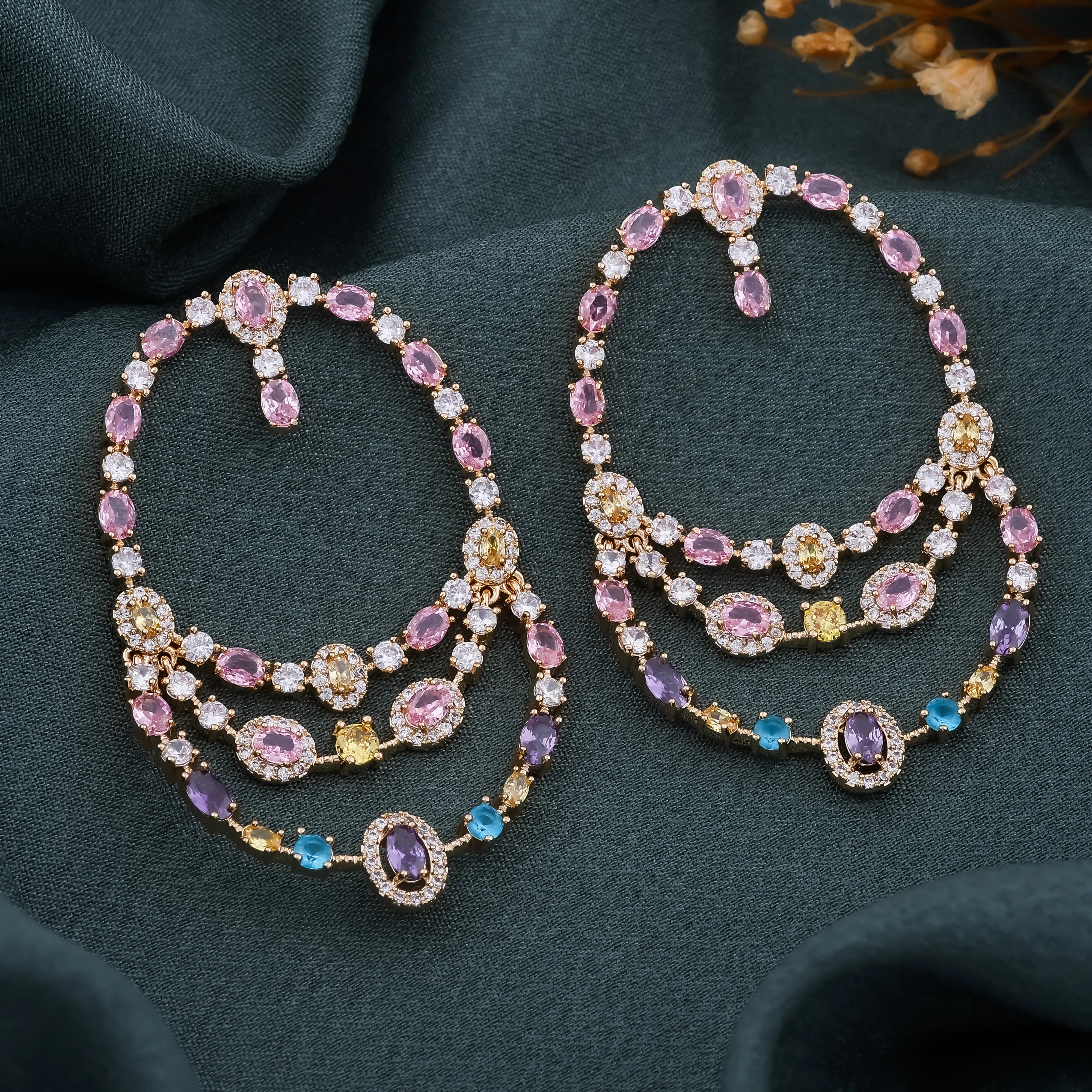 Multicolor Crystal Hoop Earrings