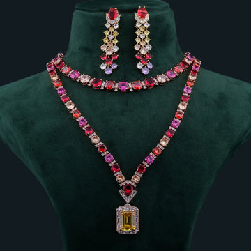 Multicolor Long Gemstone Necklace set