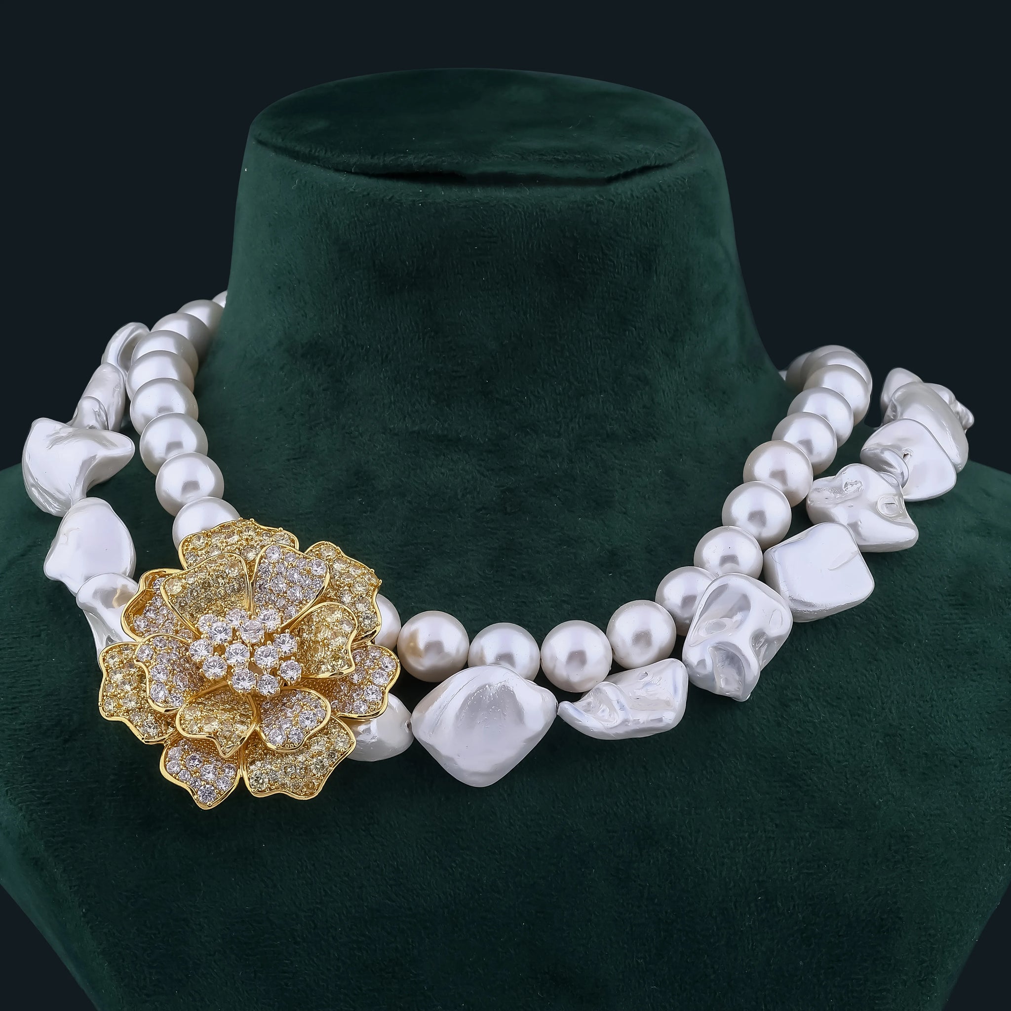 Pearl & Floral Statement Necklace