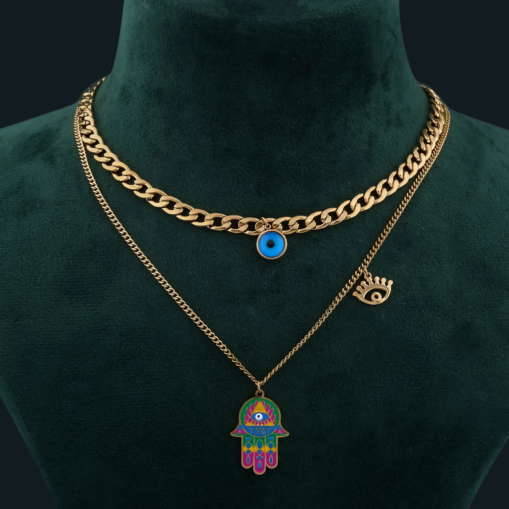 Layered Evil Eye Protection Necklace