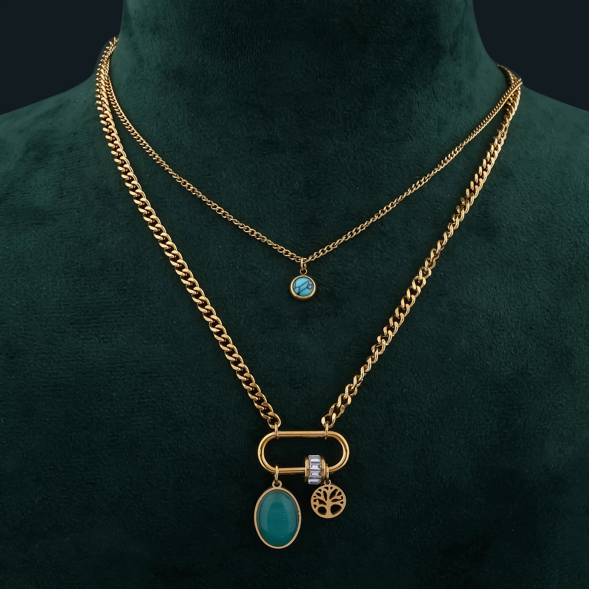 Turquoise Charm Layered Necklace
