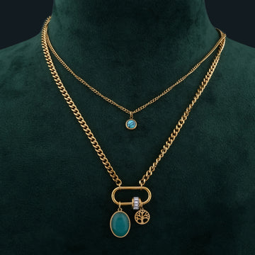 Turquoise Charm Layered Necklace