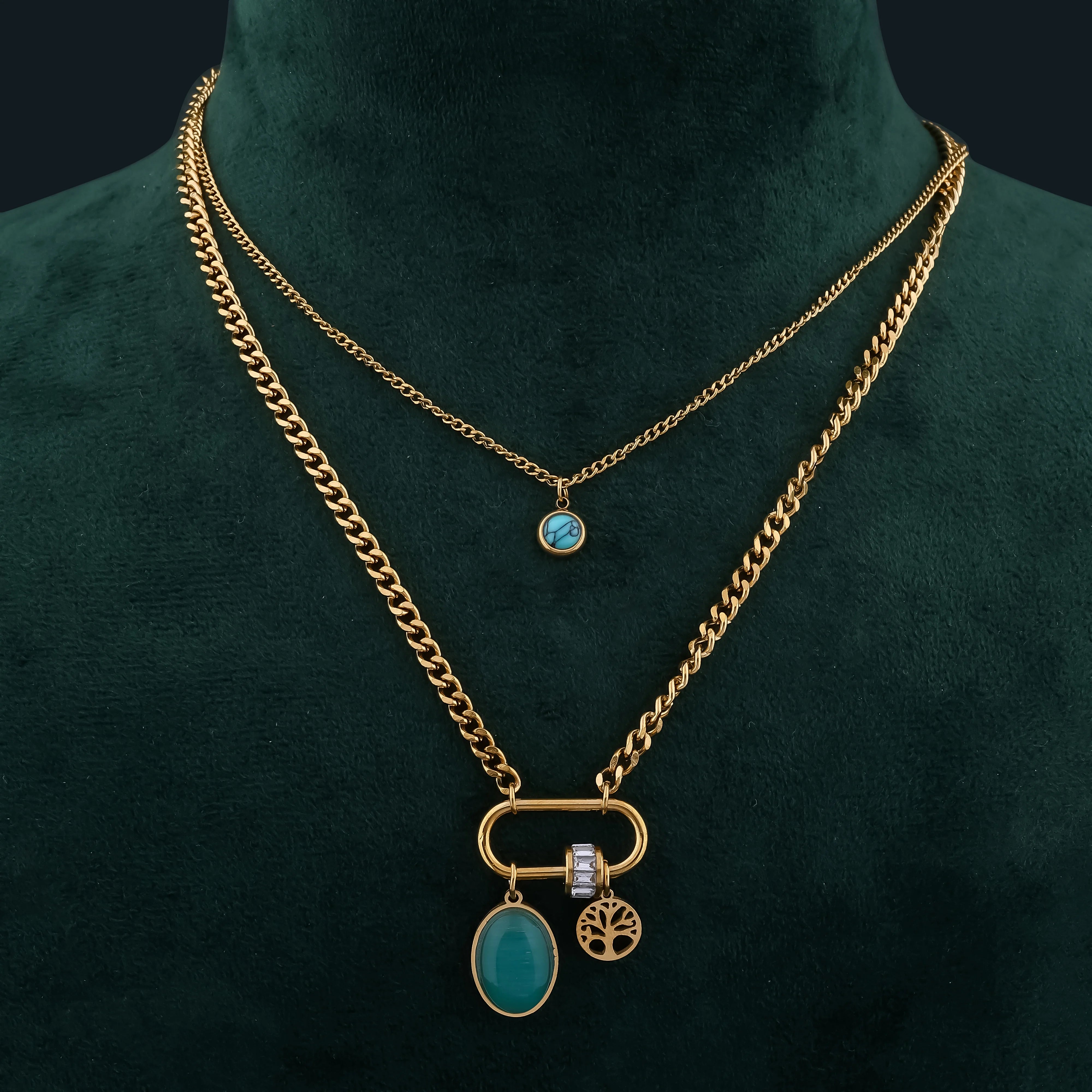 Turquoise Charm Layered Necklace